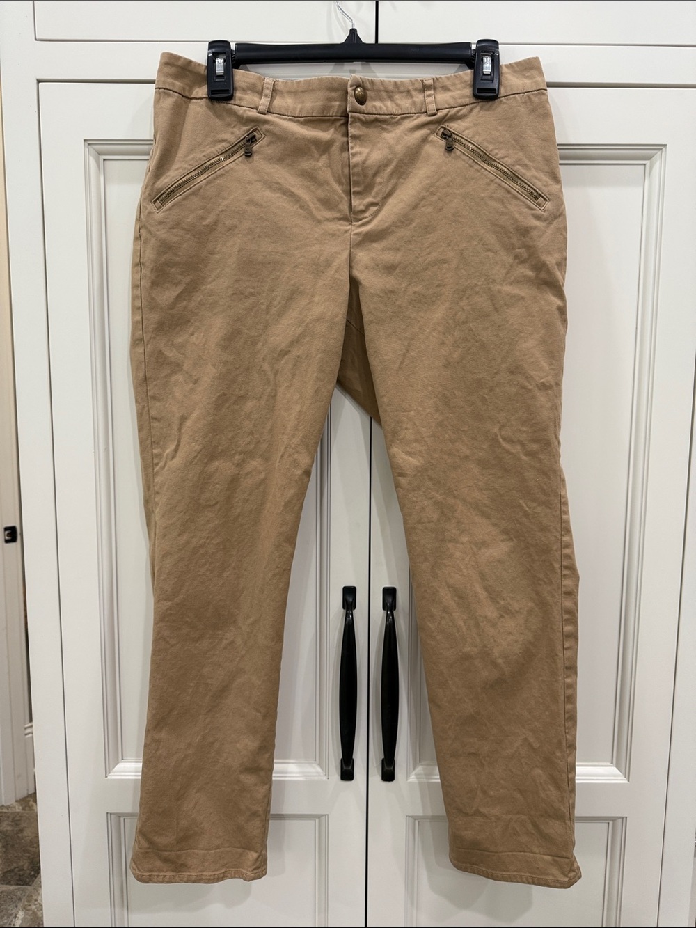 Lauren Ralph Lauren khaki crop pants slanted zipper pockets size 10P RN41381